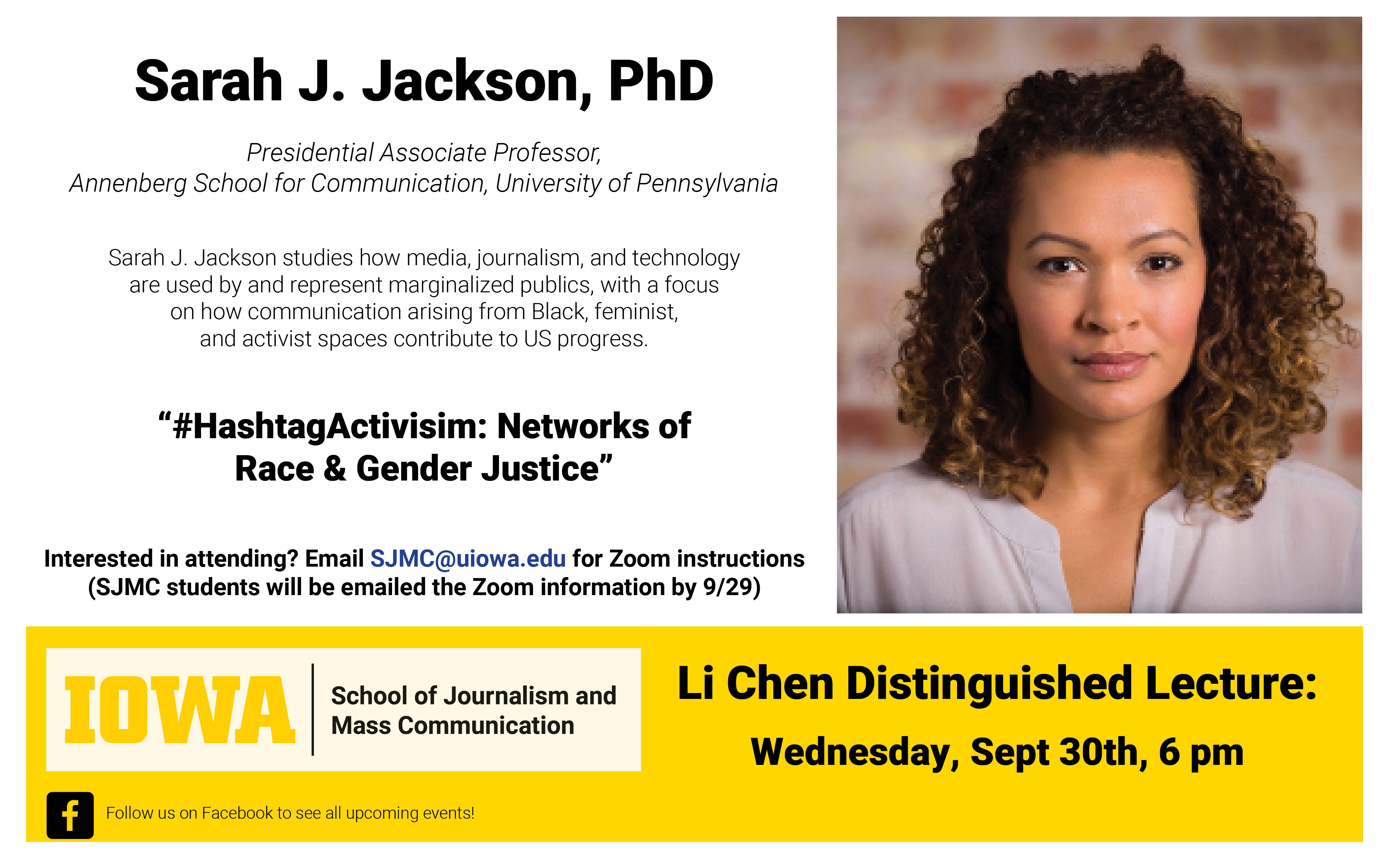 Li Chen Distinguished Lecture: #HashtagActivism: Networks of Race & Gender Justice promotional image