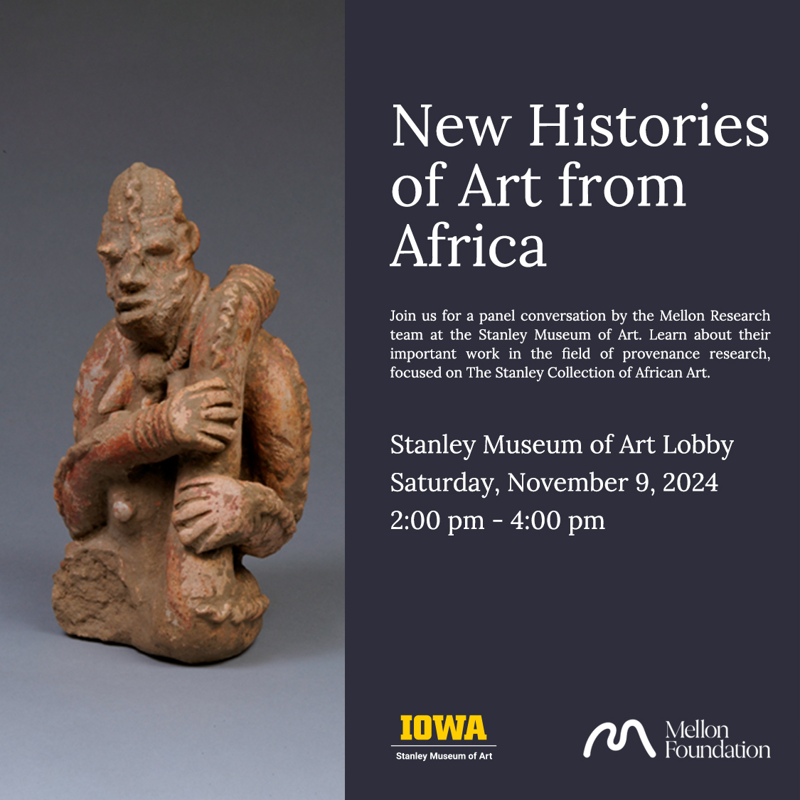 New Histories of Art from Africa. Saturday, November 9, 2024, from 2 pm to 4 pm at the Stanley Museum of Art