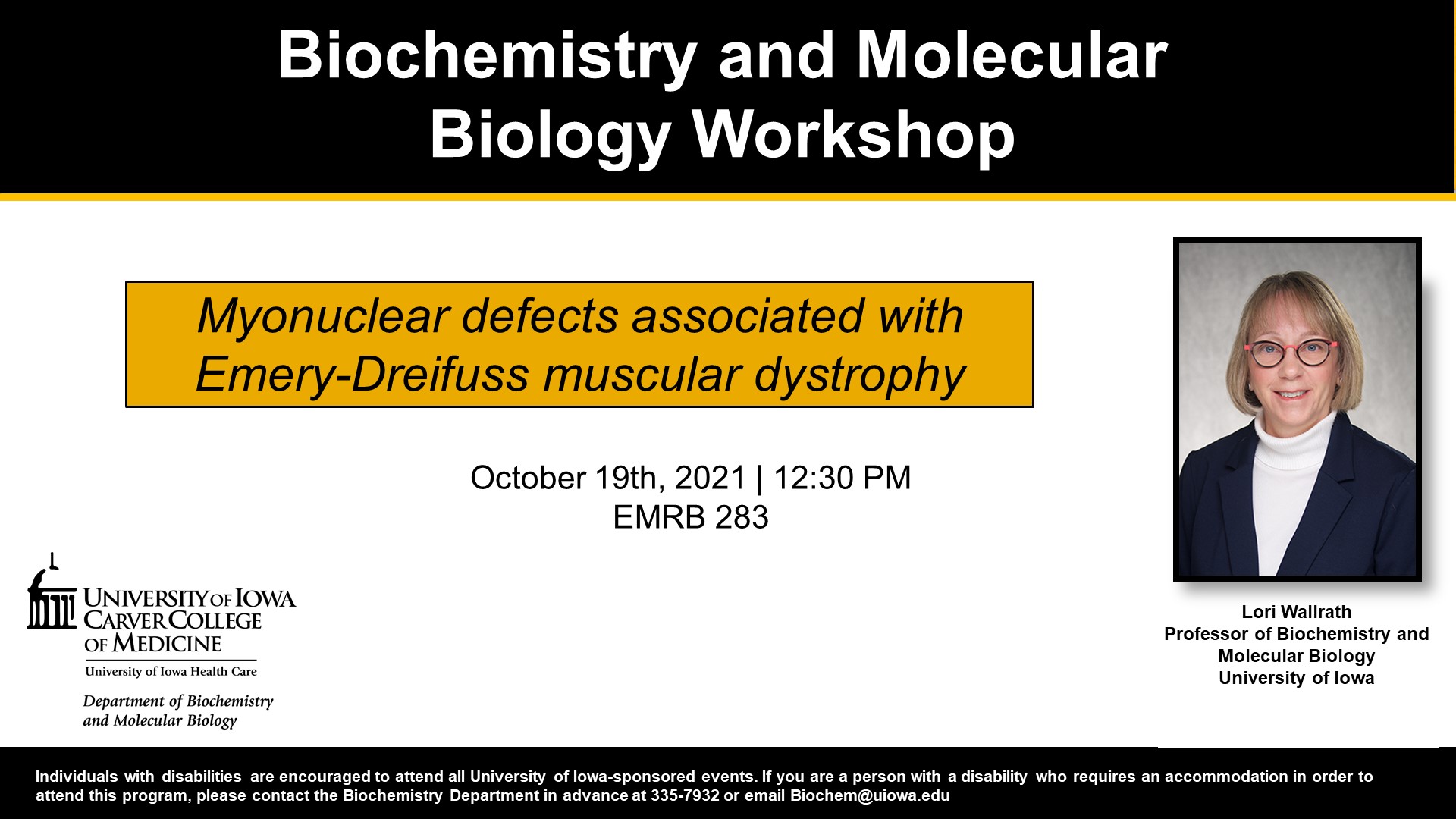 Biochemistry Workshop: Lori Wallrath promotional image