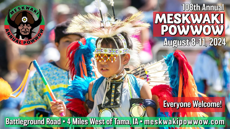 flyer for the 108th annual Meskwaki powwwow