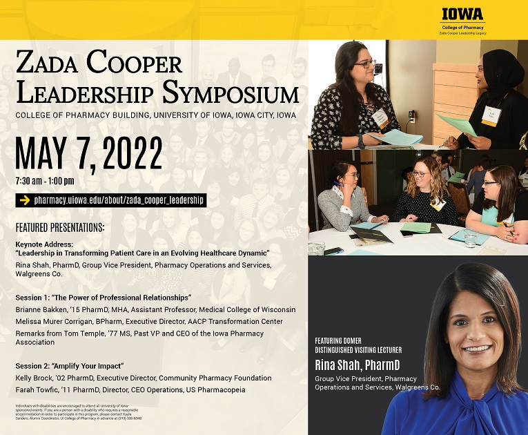 UI College of Pharmacy Zada Cooper Leadership Symposium promotional image